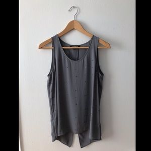 Gray bedazzled top with open back